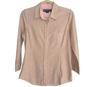 Vineyard Vines Pink Green Button Down Top Size 2 XS EUC